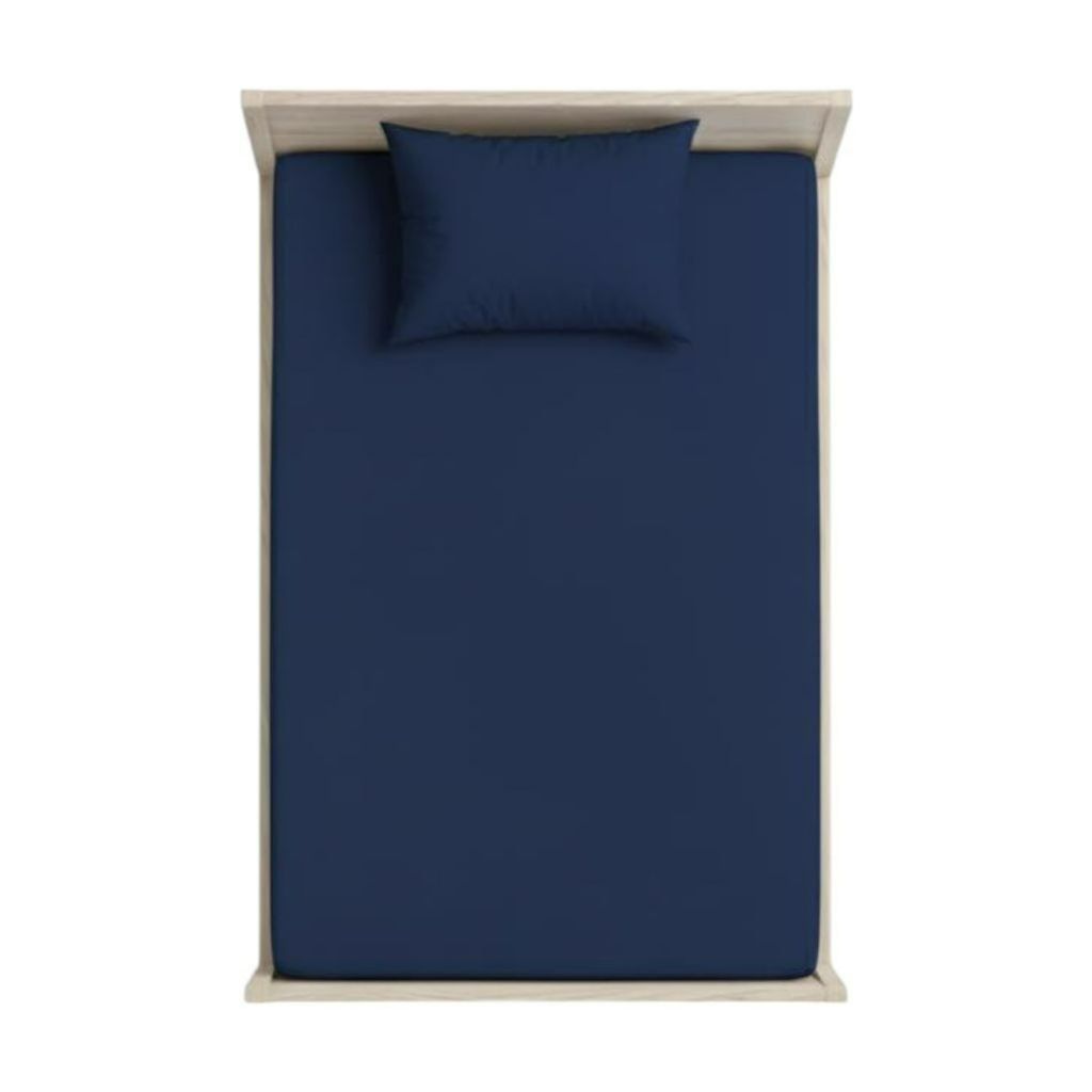 خرید اینترنتی روتختی تک نفره کشدار ساده سرمه‌ای