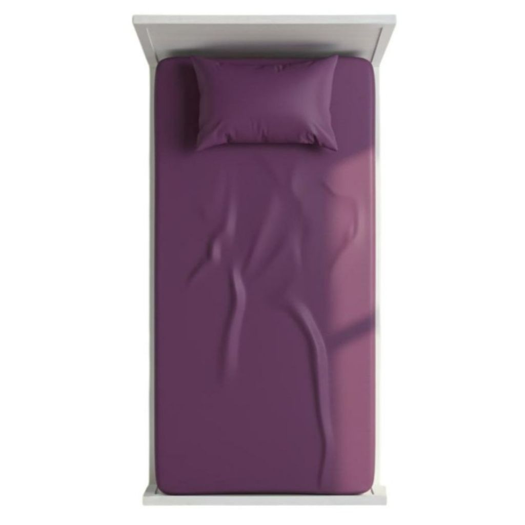 قیمت ارزان روتختی تک نفره کشدار ساده بادمجونی