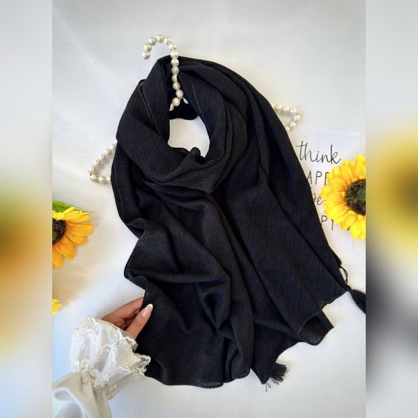 شال مشکی پلیسه تمام نخ