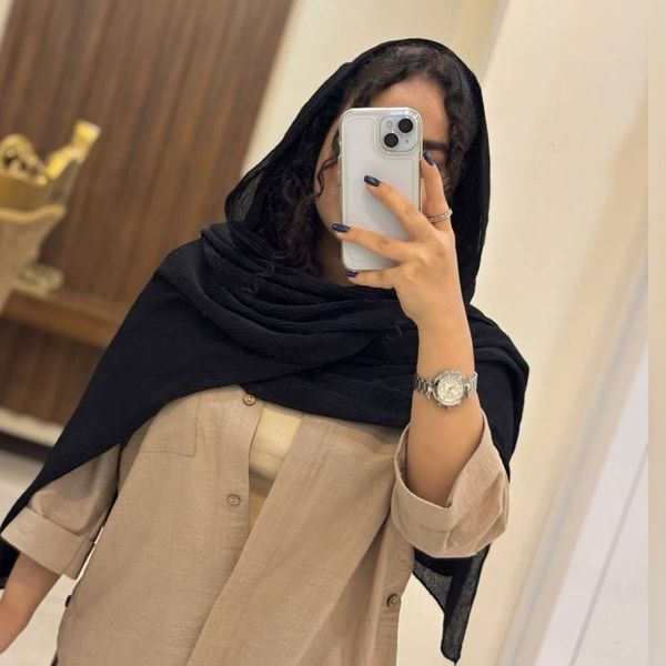 شال مشکی پلیسه تمام نخ