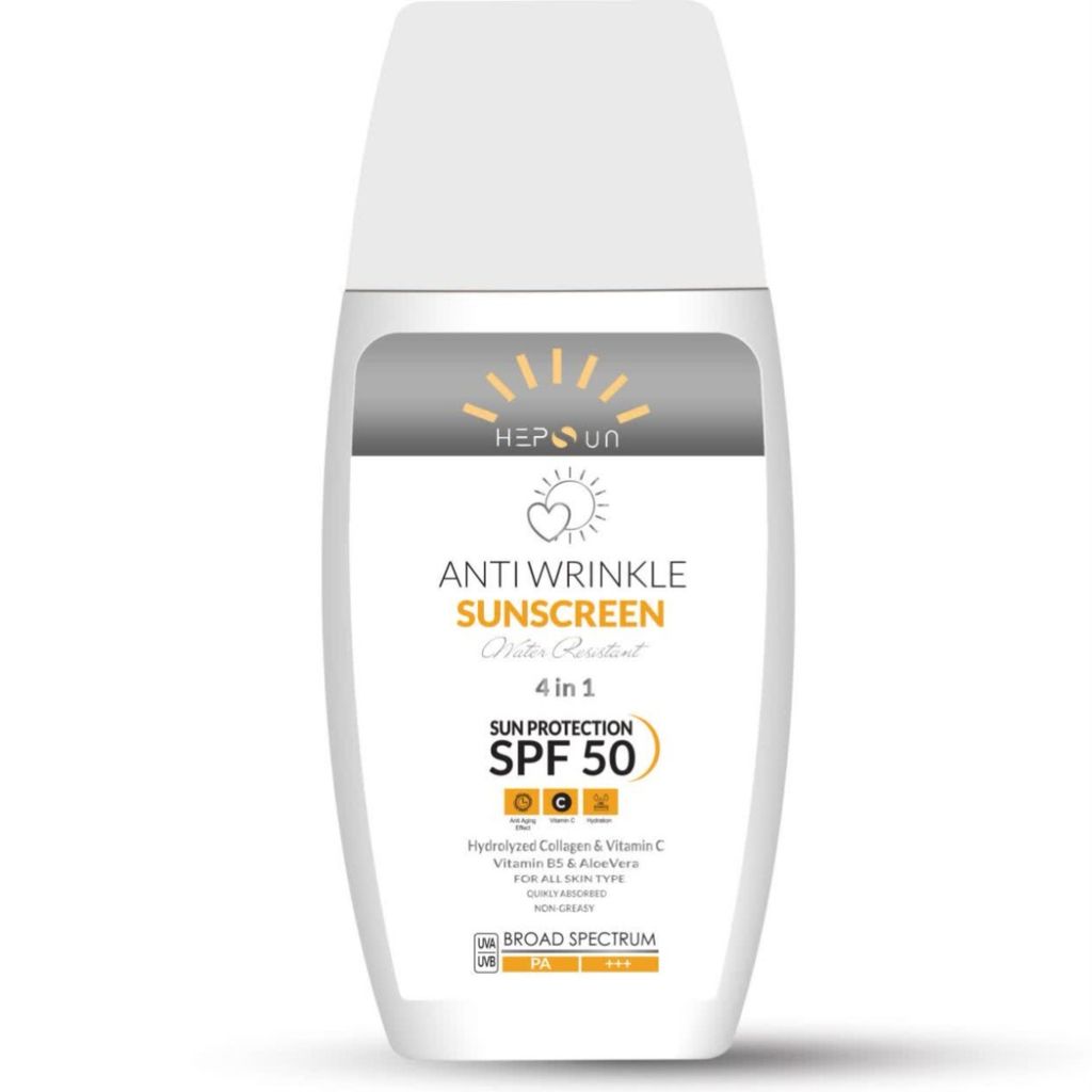 خرید انلاین کرم ضدآفتاب و ضدچروک بی رنگ هپسان SPF50 فیوژن واتر محافظ UVA ،UVB و +++PA