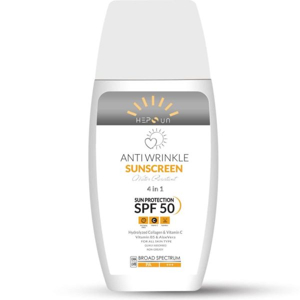 کرم ضدآفتاب و ضدچروک بی رنگ هپسان SPF50 فیوژن واتر محافظ UVA ،UVB و +++PA