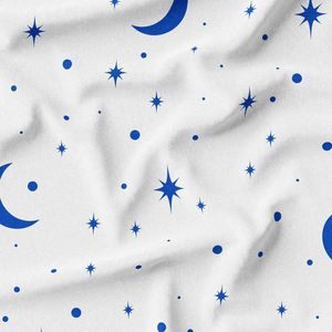 پارچه لباسی طرح دار پارچه الف مدل کرپ بوگاتی طرح ستاره و ماه کد 4011471