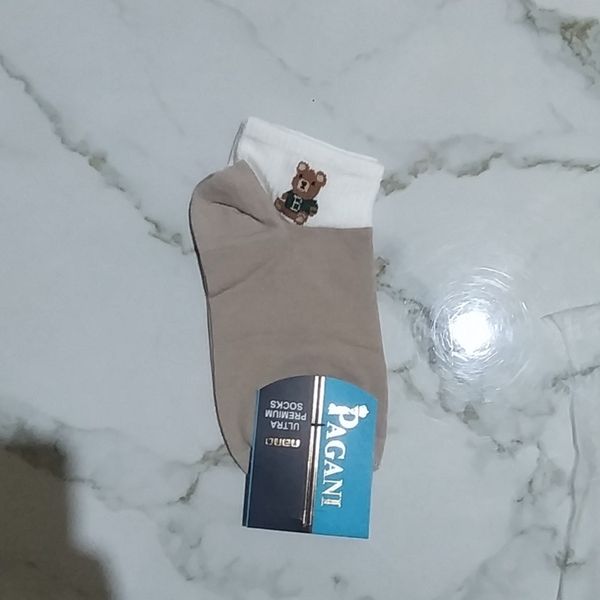 جوراب مچی کمی پلند تدی نسکافه ای طرح متنوع