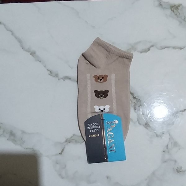 جوراب مچی کمی پلند تدی نسکافه ای طرح متنوع