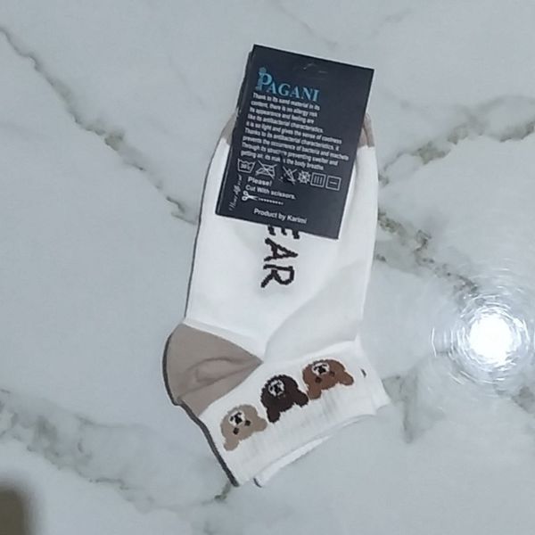 جوراب مچی کمی پلند تدی نسکافه ای طرح متنوع