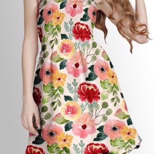 خرید اینترنتی پارچه لباسی طرح دار پارچه الف مدل کرپ بوگاتی طرح گلدار کد4011547