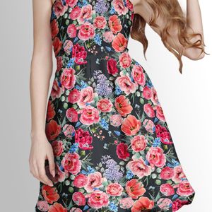 خرید اینترنتی پارچه لباسی طرح دار پارچه الف مدل کرپ بوگاتی طرح گلدار کد 4011556