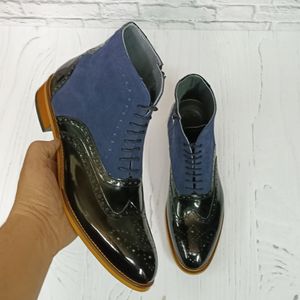 خرید آنلاین نیم بوت مردانه مجلسی چرم طبیعی دستدوز ریچموند ورنی اشبالت