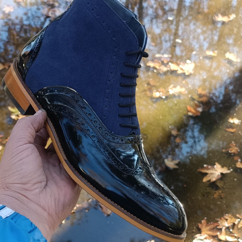 مشخصات نیم بوت مردانه مجلسی چرم طبیعی دستدوز ریچموند ورنی اشبالت