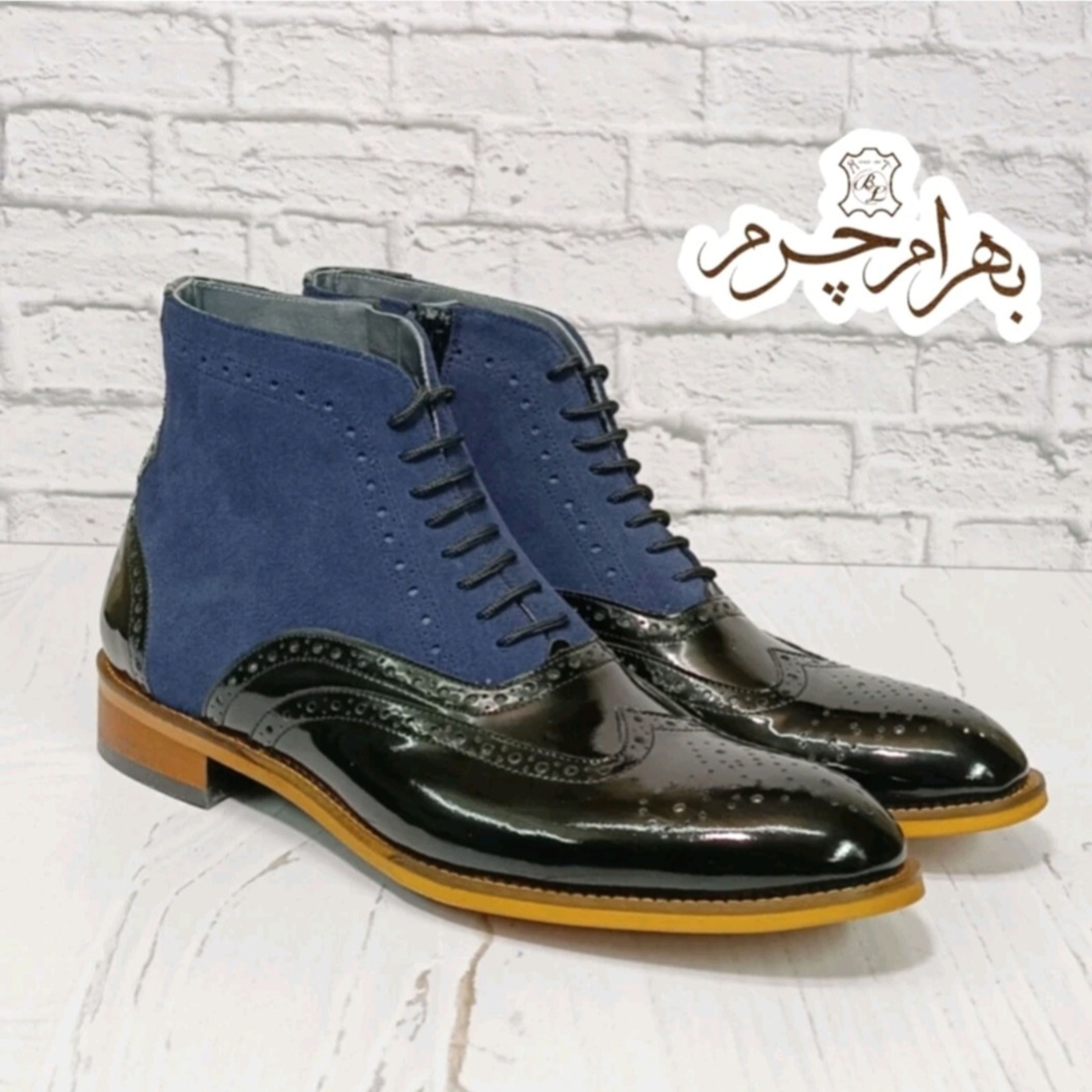 مشخصات نیم بوت مردانه مجلسی چرم طبیعی دستدوز ریچموند ورنی اشبالت