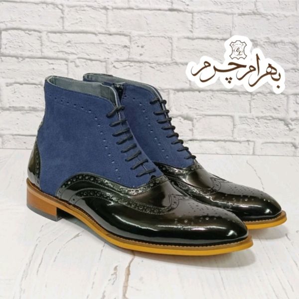 نیم بوت مردانه مجلسی چرم طبیعی دستدوز ریچموند ورنی اشبالت