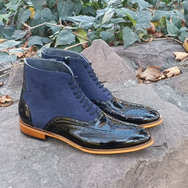 نیم بوت مردانه مجلسی چرم طبیعی دستدوز ریچموند ورنی اشبالت