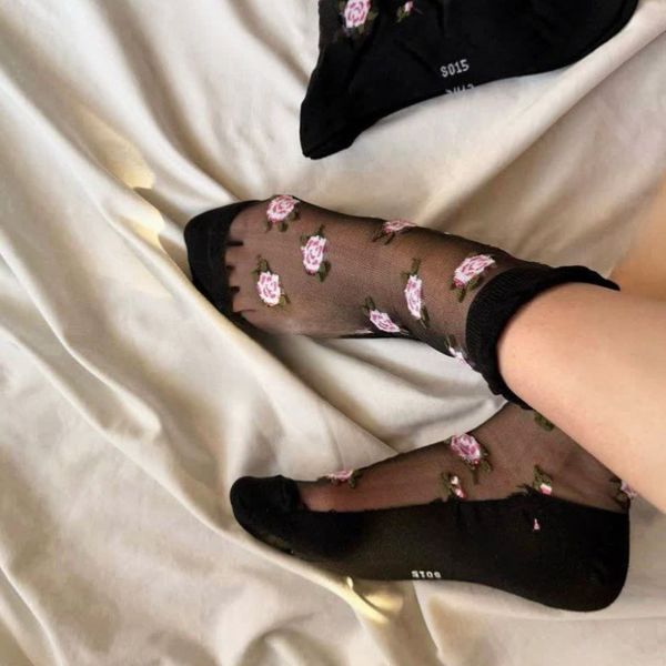 جوراب ساقدار زنانه رو شیشه ای گلدار