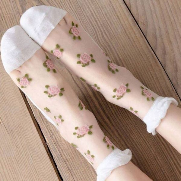 جوراب ساقدار زنانه رو شیشه ای گلدار