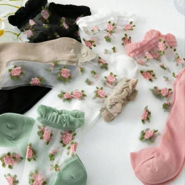 جوراب ساقدار زنانه رو شیشه ای گلدار