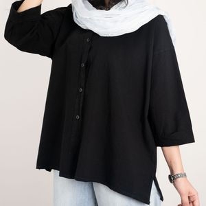 خرید اینترنتی مانتو لینن پنبه مشکی