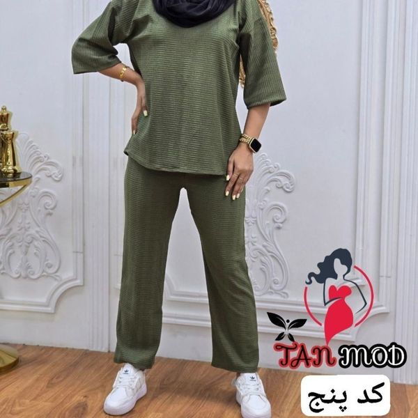 ست مانتو و شلوار مراکشی یقه گرد