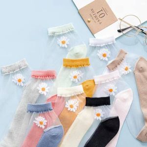 فروش اینترنتی جوراب مچی زنانه رو شیشه ای طرح بابونه