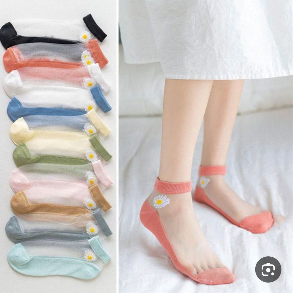 فروش اینترنتی جوراب مچی زنانه رو شیشه ای طرح بابونه