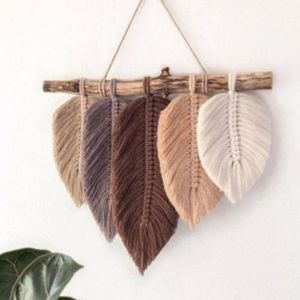 خرید اینترنتی دیوارکوب برگ مکرومه بافی دکوراتیو طرح هاله