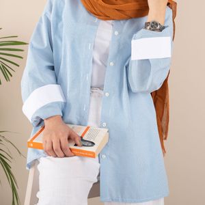 خرید اینترنتی شومیز مانتویی راه راه دنیا