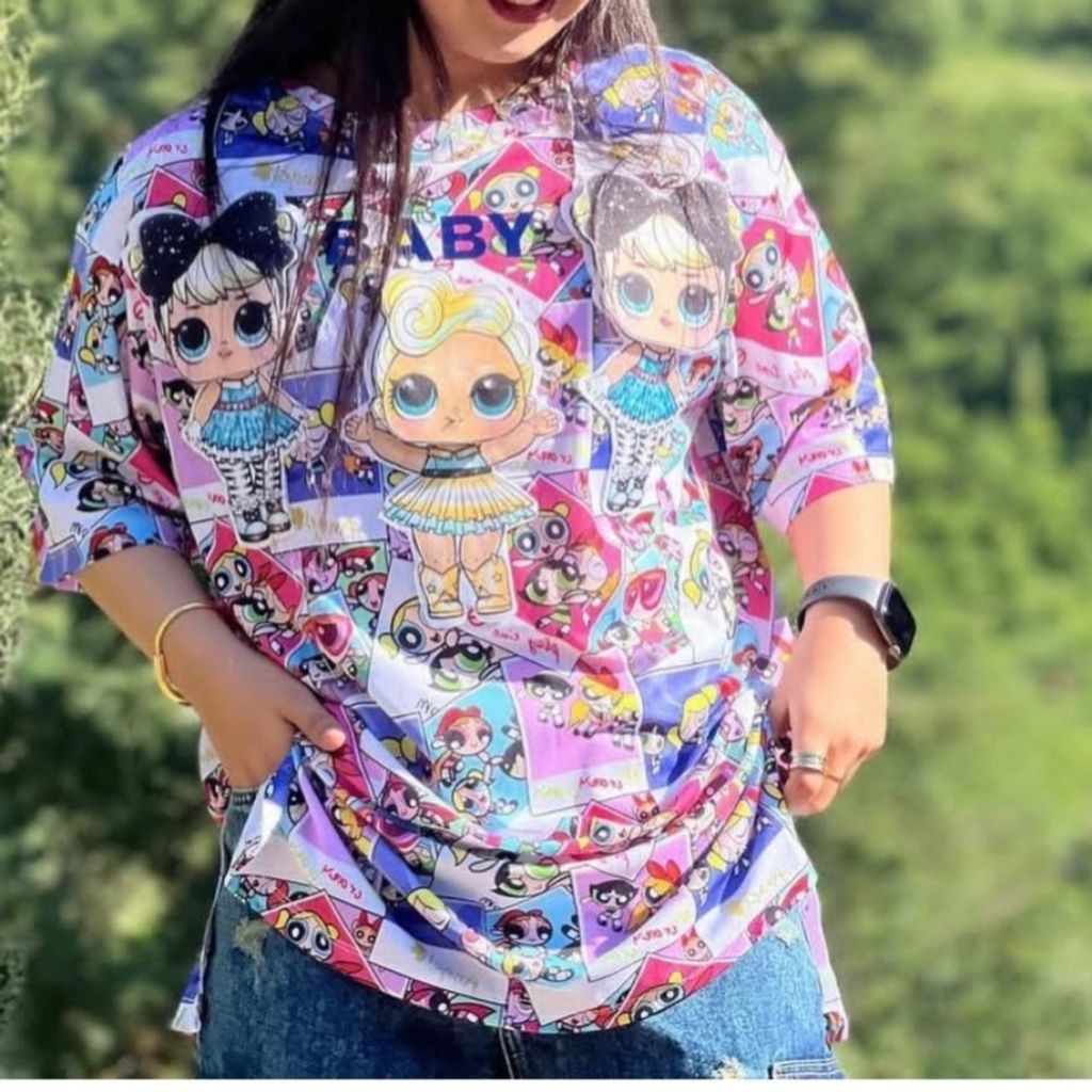 خرید آنلاین تیشرت لانگ دخترانه سه بعدی