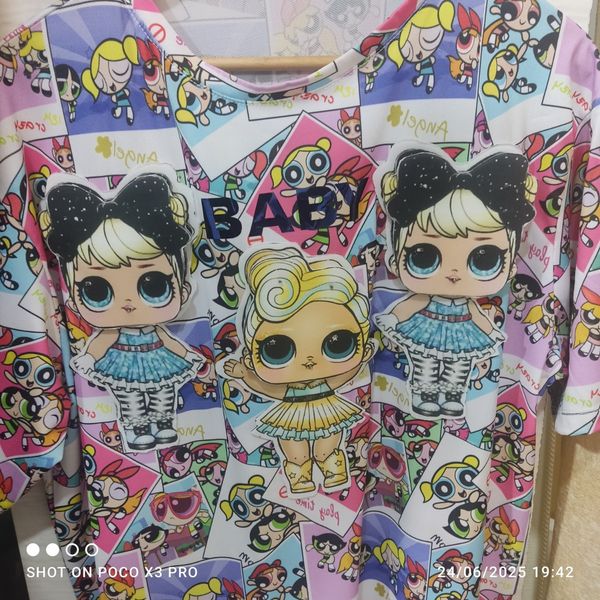 تیشرت لانگ دخترانه سه بعدی