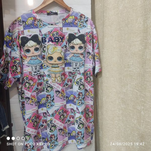 تیشرت لانگ دخترانه سه بعدی