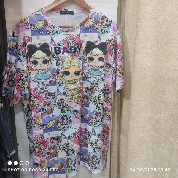 تیشرت لانگ دخترانه سه بعدی