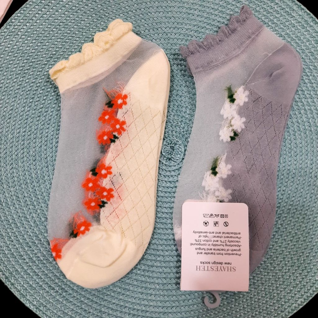 قیمت ارزان جوراب مچی رو شیشه ای زنانه گلدار