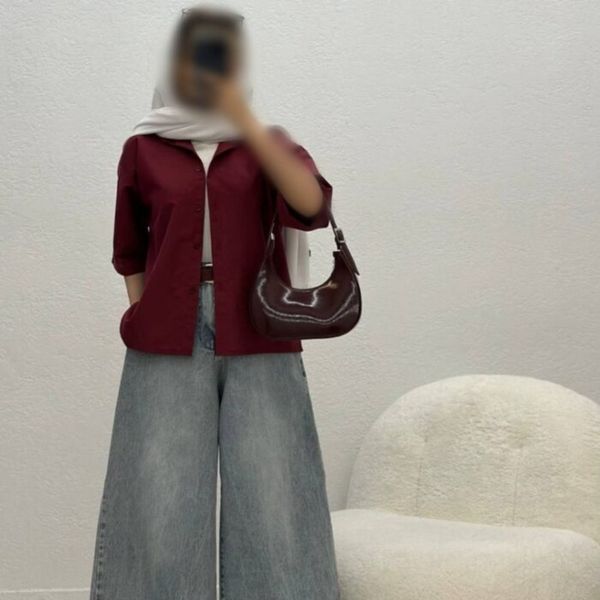 شومیز باکسی زرشکی