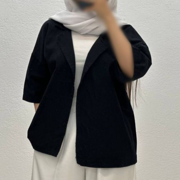 شومیز کتان یقه شکاری