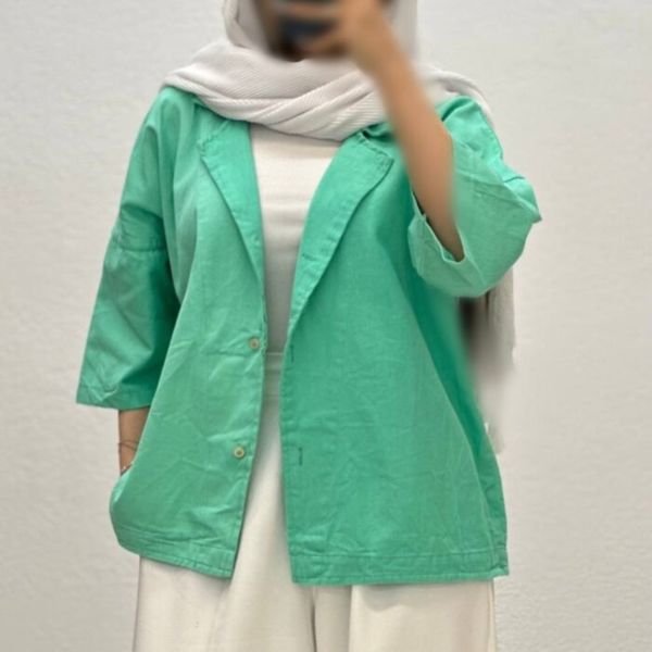 شومیز کتان یقه شکاری