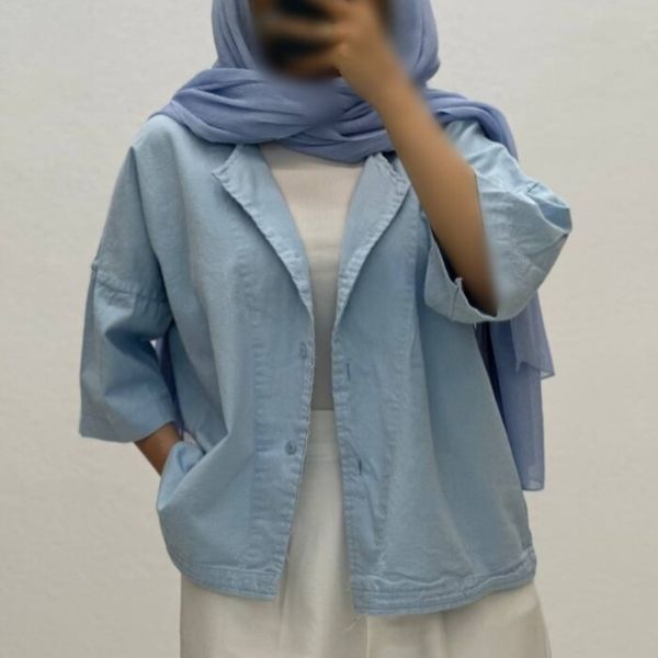 شومیز کتان یقه شکاری