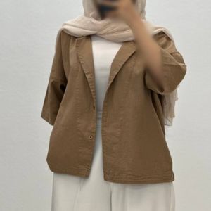 شومیز کتان یقه شکاری