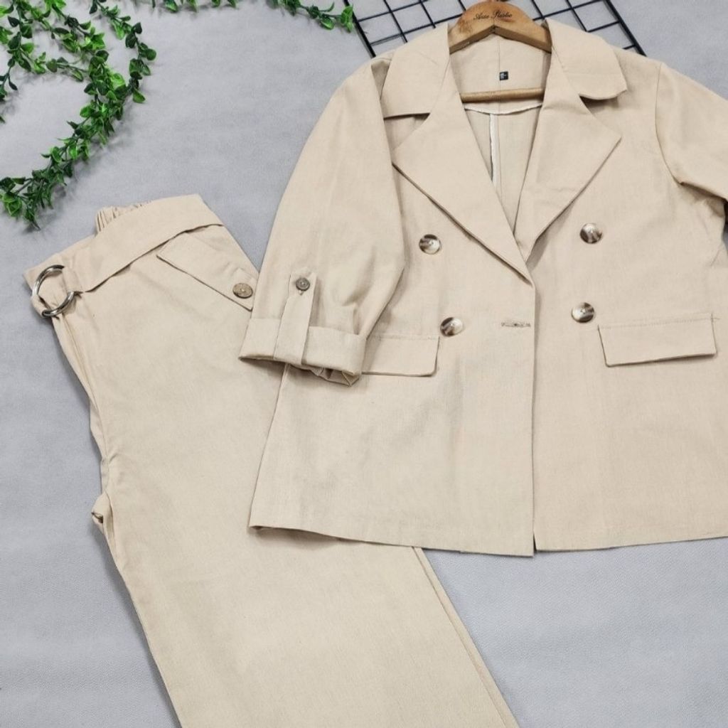 خرید انلاین کت شلوار زنانه لنین پنبه نارنیا