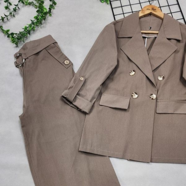 کت شلوار زنانه لنین پنبه نارنیا