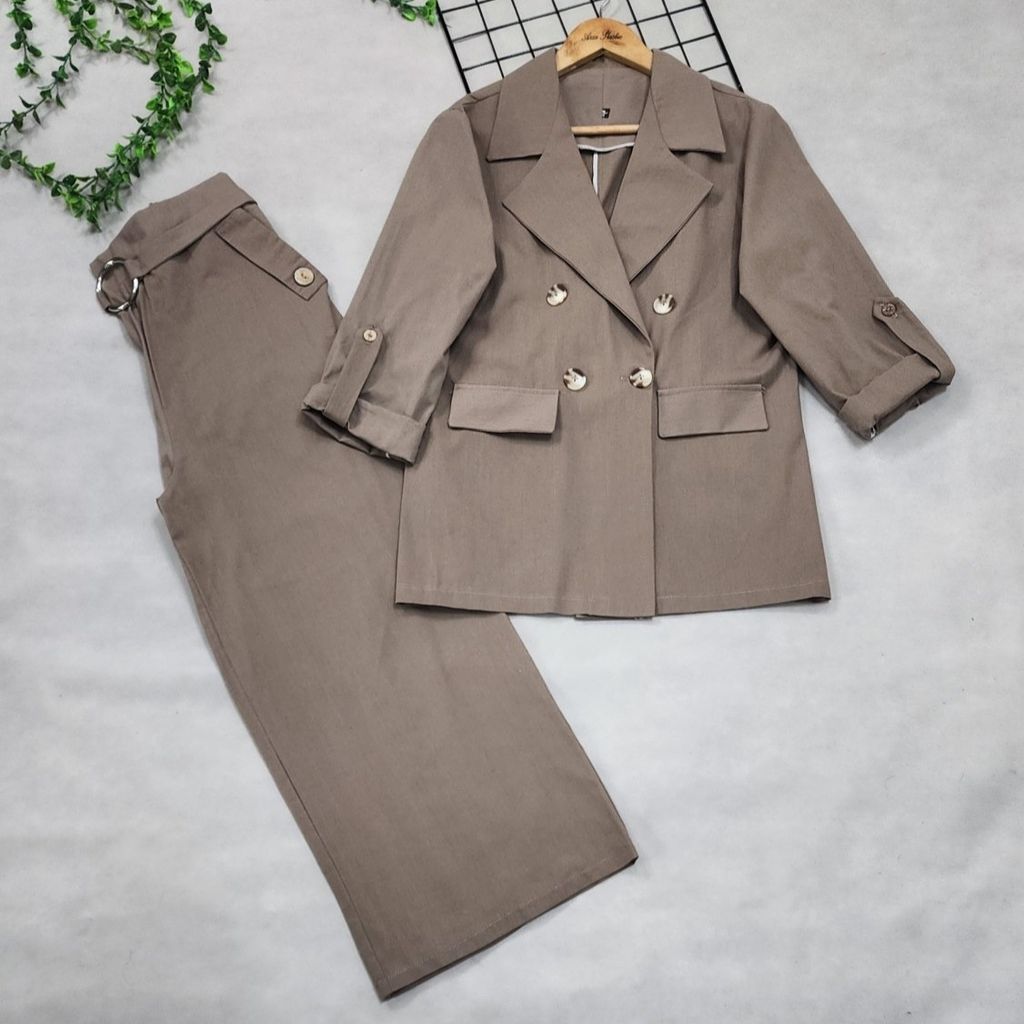 مشخصات کت شلوار زنانه لنین پنبه نارنیا