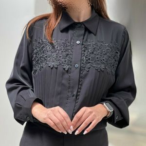 فروش اینترنتی شومیز مشکی محرمی مدل جلو دکمه زنانه فری سایز