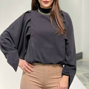 قیمت ارزان شومیز مشکی محرمی مدل آستین خفاشی زنانه فری سایز