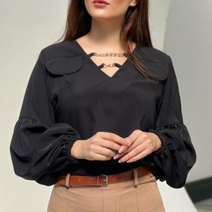 مشخصات شومیز مشکی محرمی مدل دو جیب زنانه فری سایز