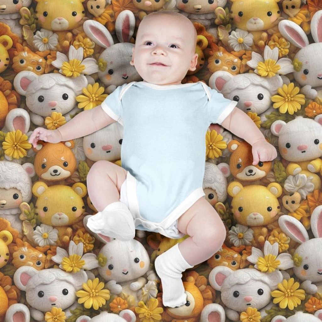 فروش اینترنتی پارچه مخمل روبالشی پارچه باما طرح سه بعدی عروسکی کد 5013828