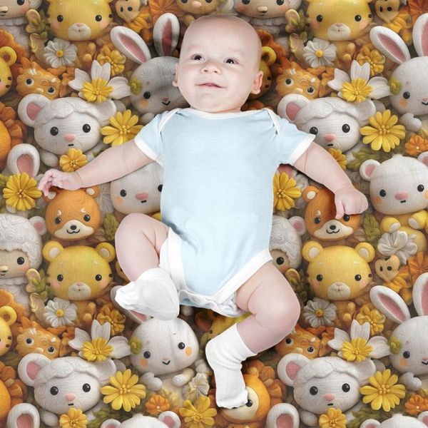 پارچه مخمل روبالشی پارچه باما طرح سه بعدی عروسکی کد 5013828