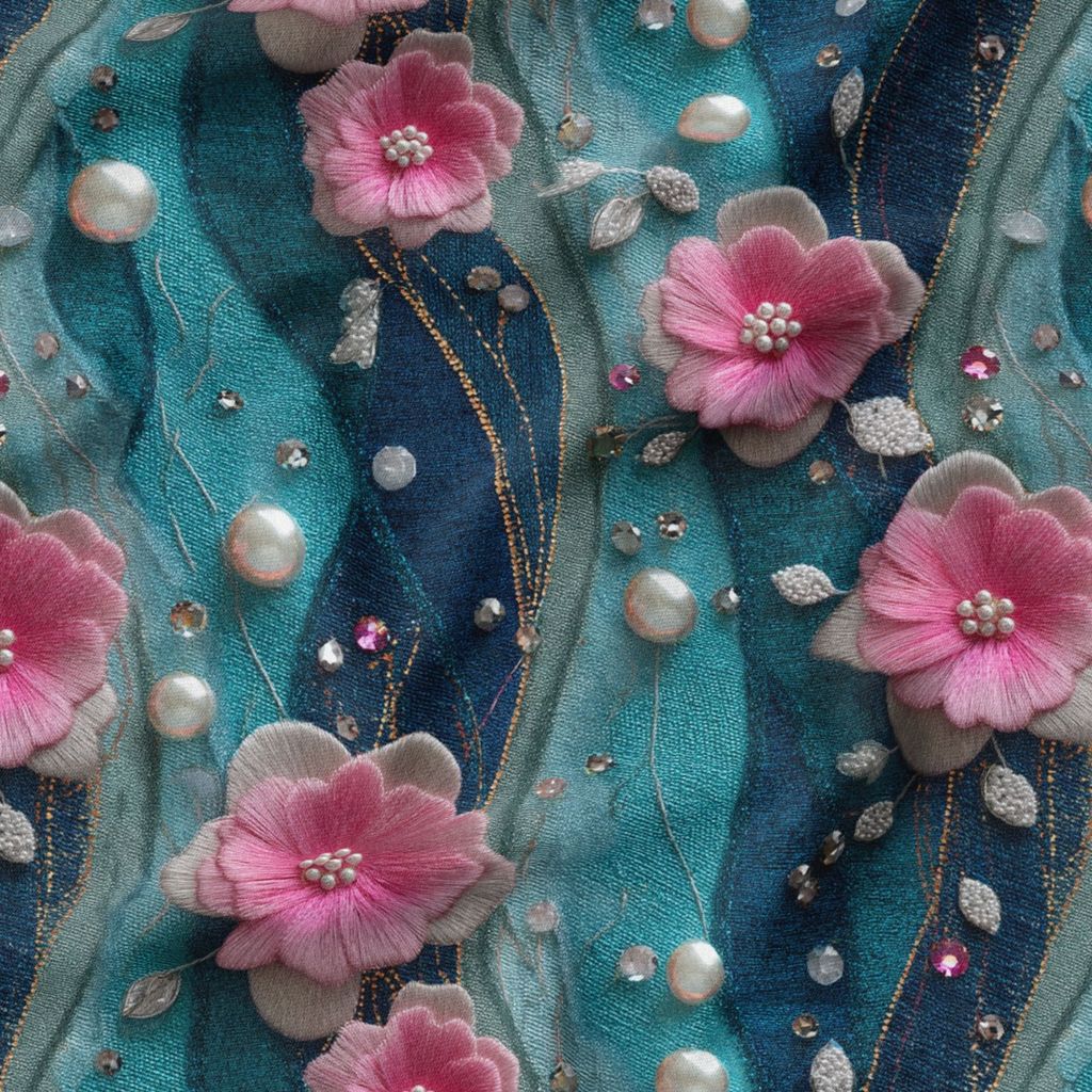 خرید اینترنتی پارچه مخمل روبالشی پارچه باما طرح سه بعدی گل کد 5013831