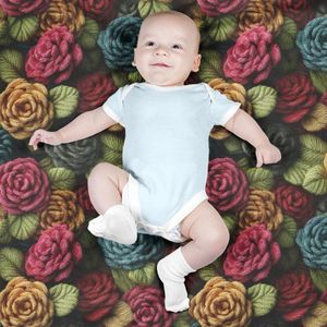 فروش اینترنتی پارچه مخمل روبالشی پارچه باما طرح سه بعدی گل  کد 5013834
