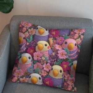 فروش اینترنتی پارچه مخمل کوسن مبل پارچه باما طرح سه بعدی طوطی کیوت کد 5013853