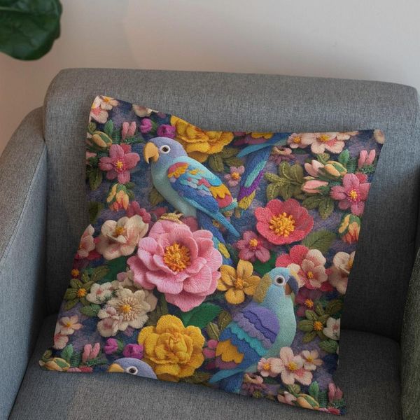 پارچه مخمل روتختی یک نفره  پارچه باما طرح سه بعدی طوطی  کد 5013854