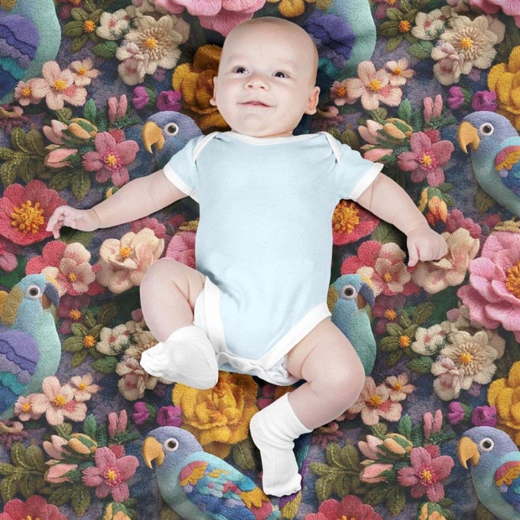 خرید اینترنتی پارچه مخمل روتختی یک نفره  پارچه باما طرح سه بعدی طوطی  کد 5013854