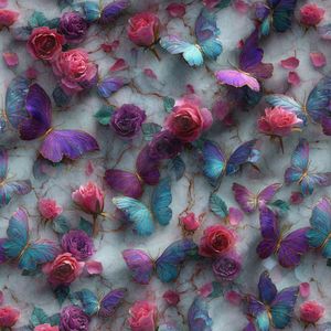 خرید آنلاین پارچه مخمل روتختی یک نفره پارچه باما طرح سه بعدی پروانه کد 5013869